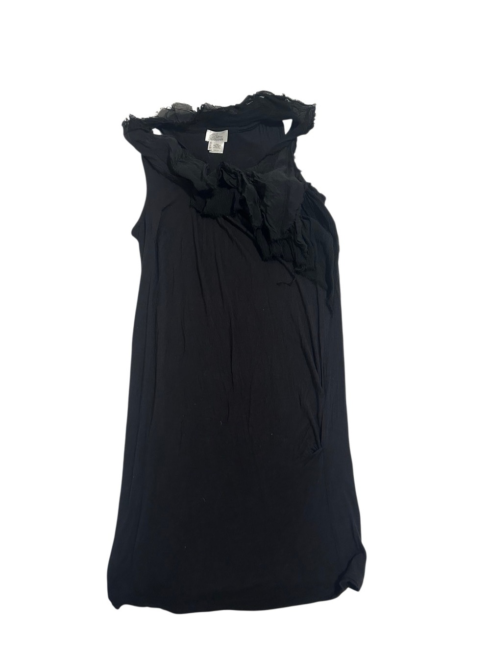 Dana Buchman Black Ruffle-Neck Sleeveless Tank